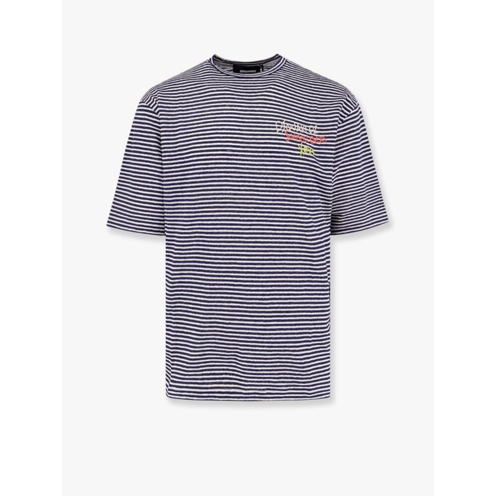 Dsquared2 Men Dsquared2 Summer Lovers Striped Linen T-Shirt